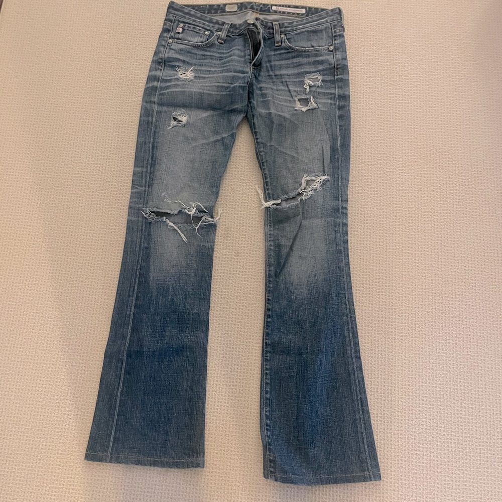AG Size 27R distressed bootcut jeans